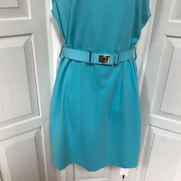 Tyler Boe Sleeveless Turquoise Belted Dress - Picture 4 of 15